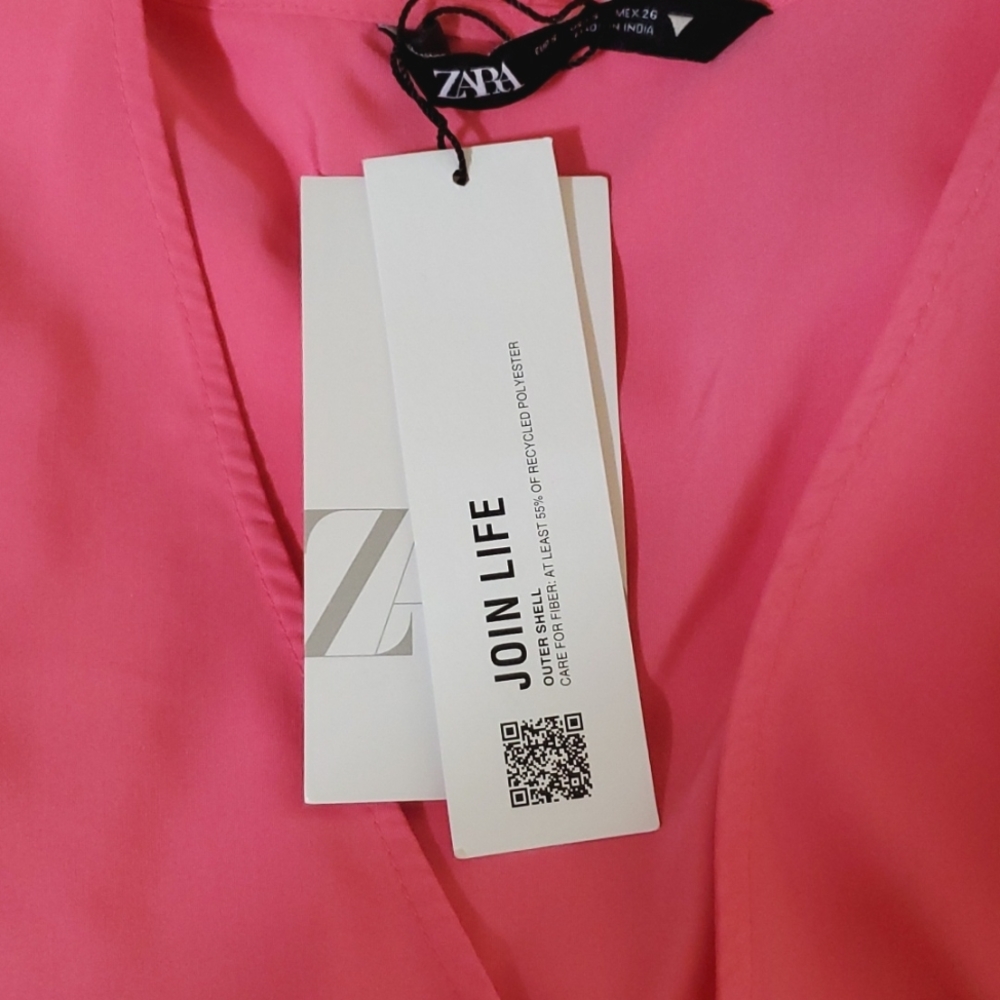 ZARA * Tiered Poplin Pink Dress Voluminous Flowy Maxi - Picture 11 of 13
